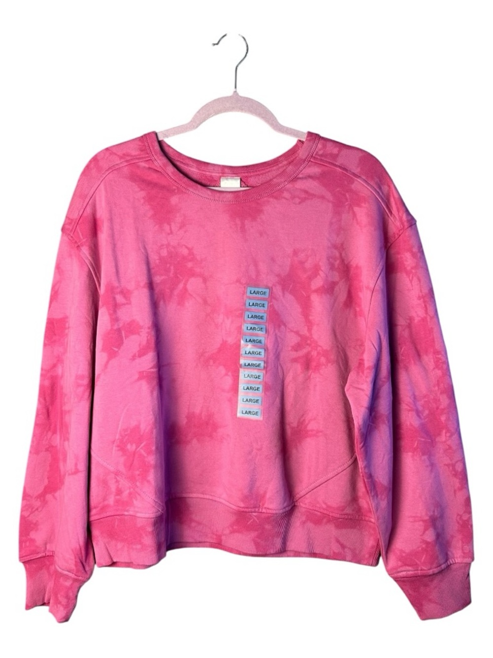 Member’s Mark Women's Pink Tie Dye Long Sleeve Crew Neck Sweatshirt Size L - Picture 3 of 7